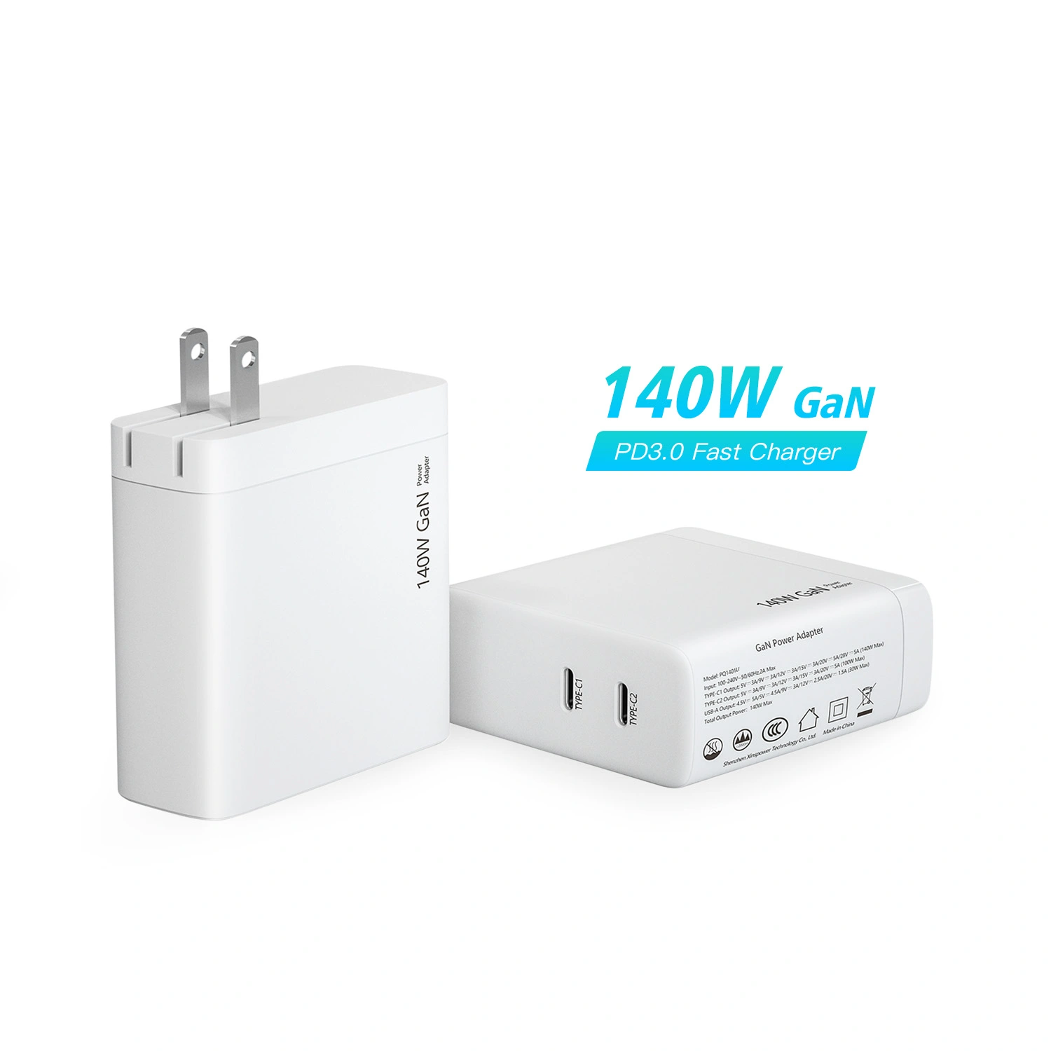140W ຄູ່ USB C PT PD PD CHARGER US PLUG ENCUG FEFE