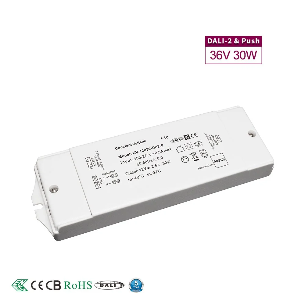 36V ແຮງດັນຄົງທີ່ 30W DALI Dimmable LED Driver