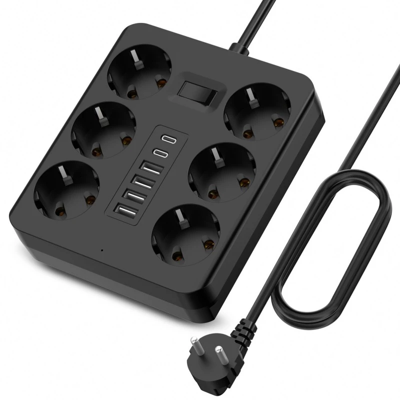 6 ຊ່ອງສຽບສາຍໄຟ EU Plug