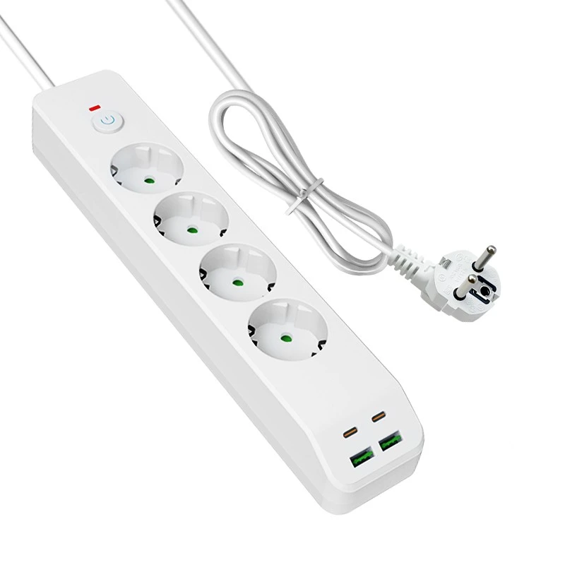 ສາກໄຟໄວຂອງ EU ດ້ວຍ 4 AC ແລະ 4 USB