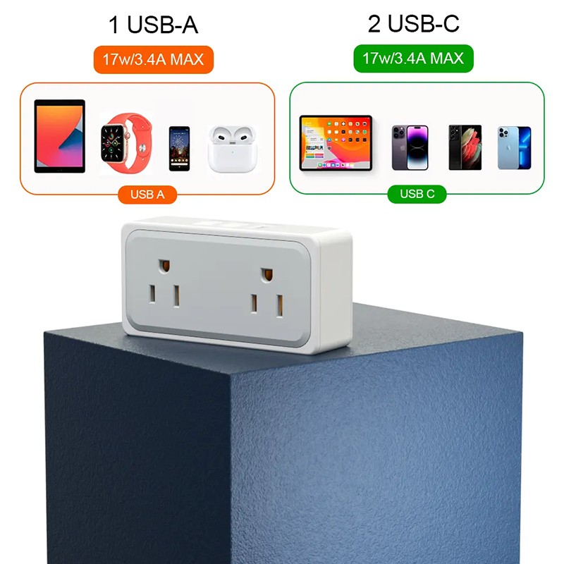 2 Outlets Us Wall Power Strip