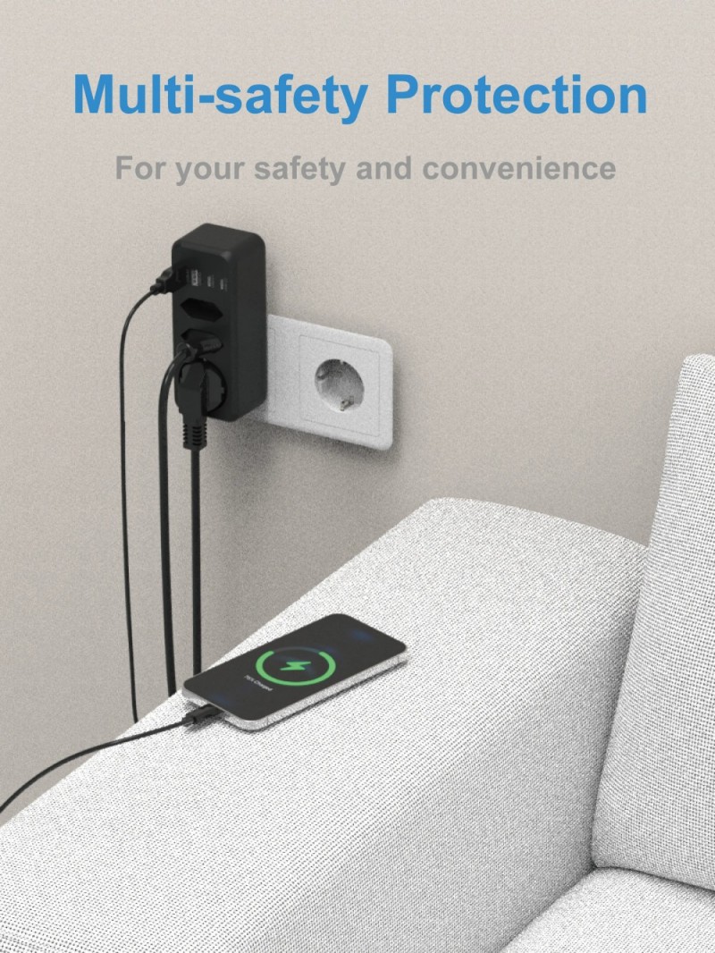 3 Outlets Eu Wall Power Strip