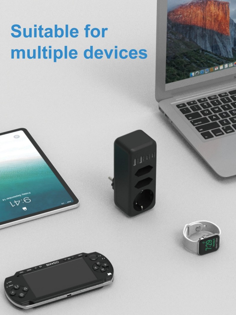 3 Outlets Eu Wall Power Strip