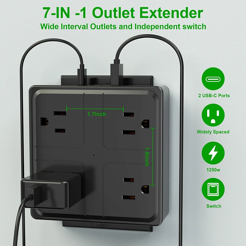4 Outlets Us Wall Power Strip