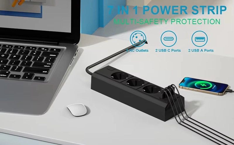 3 Outlets Eu Power Strip
