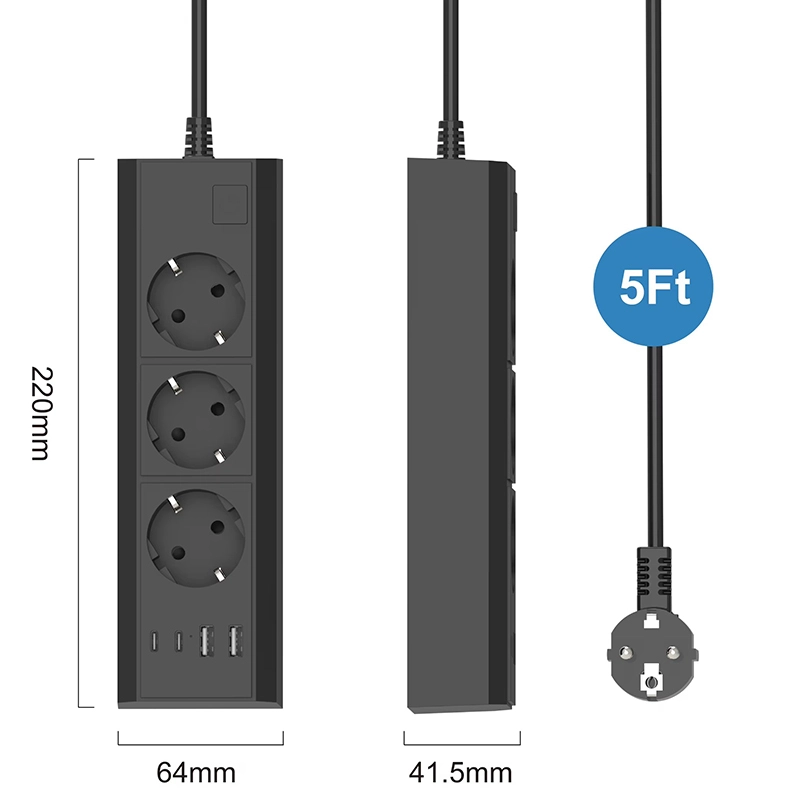 3 Outlets Eu Power Strip